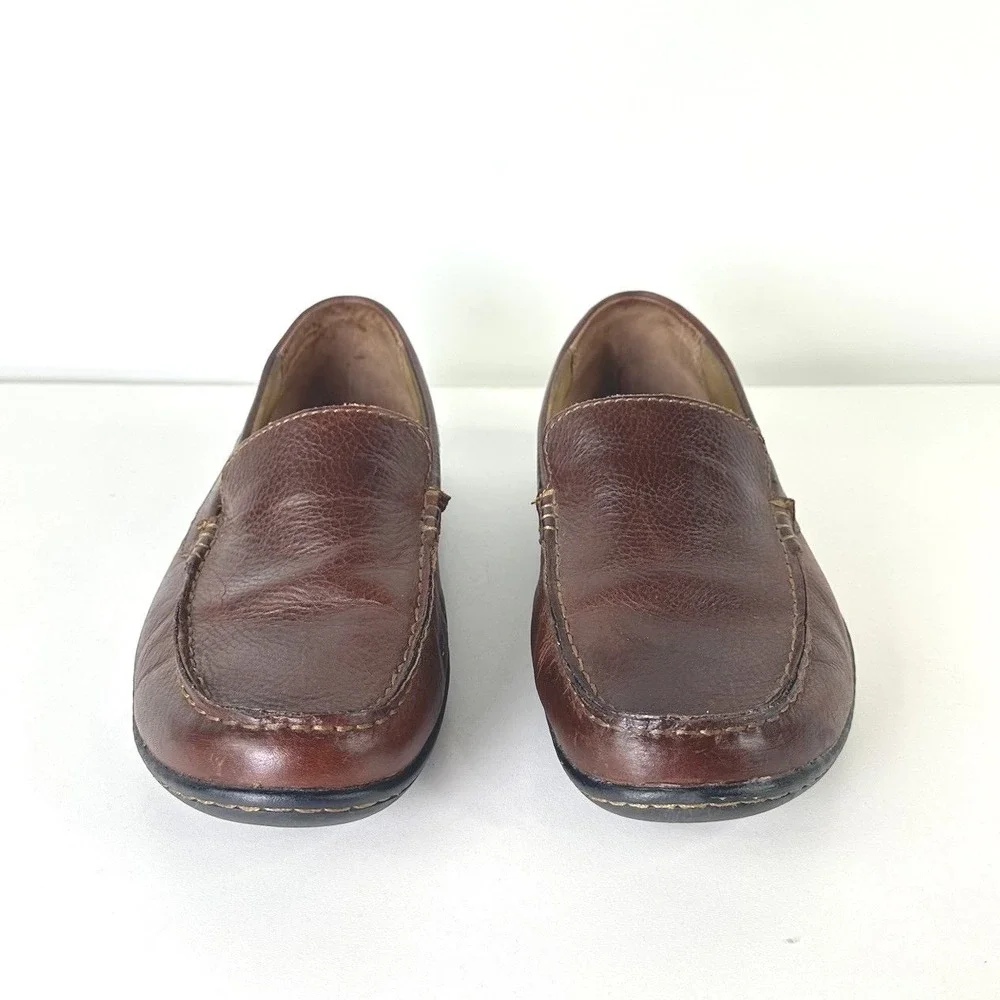 B.O.C. Merton Pebbled Brown Leather Slip On Loafer Shoes Comfort A03223 Mens 9 M